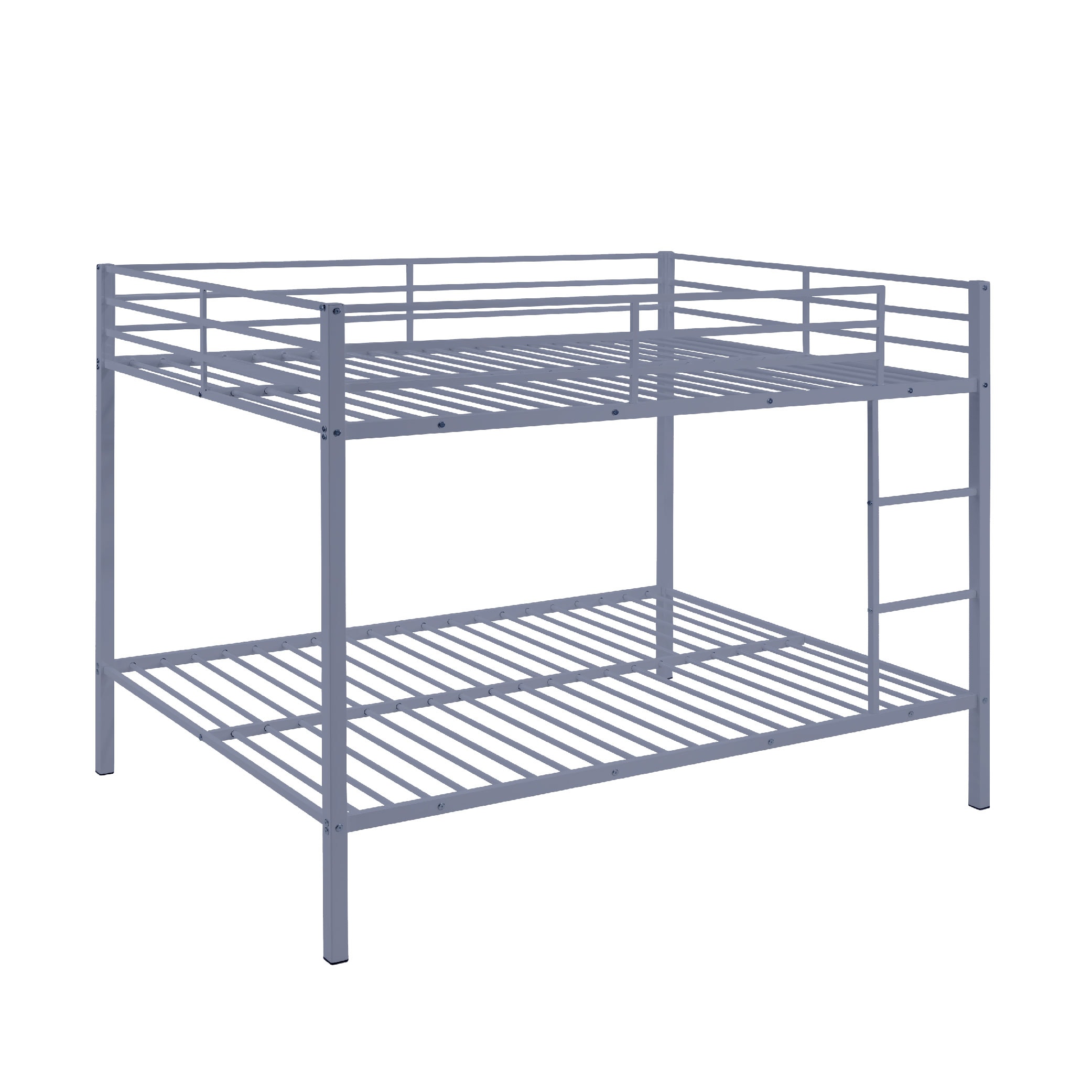 Full Over Full Bunk Bed, Heavy Duty Metal Bunk Bed Frame With Built-in Ladder And Safety Guard Rail, Low Metal Bunk Bed Frame For Kids, No Boxspring Required, For Small Spaces,Gray_voghion.com